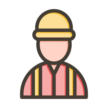 Mühendis Vektör Kalın Çizgisi Kişisel ve Ticari Kullanım için Renk Simgesi Dolduruldu