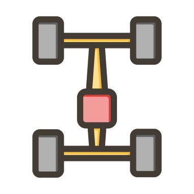 Axletree Vektör Kalın Çizgisi Kişisel ve Ticari Kullanım için Renk Simgesi Dolduruldu
