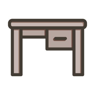 Kişisel ve Ticari Kullanım İçin Renk Simgesi Doldurulmuş Masa Vektörü Kalın Çizgisi
