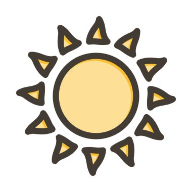 Güneş Vektörü Kalın Çizgisi Kişisel ve Ticari Kullanım İçin Renk Simgesi Dolduruldu