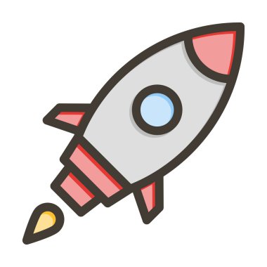 Roket Vektör Kalın Çizgisi Kişisel ve Ticari Kullanım için Renk Simgesi Dolduruldu