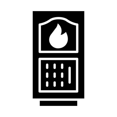 Kişisel ve ticari kullanım için katı yakıtlı kazan vektörü kabartma simgesi