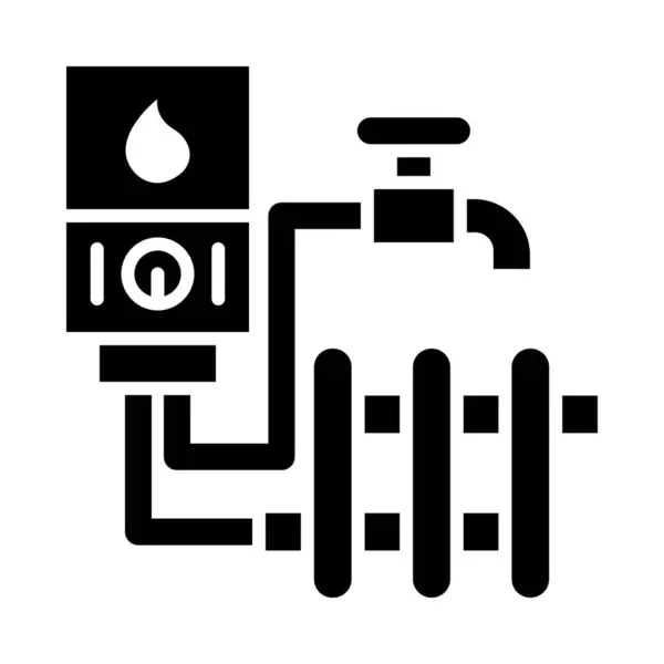 Sistema Calefacción Vector Glyph Icon Para Uso Personal Comercial — Vector de stock