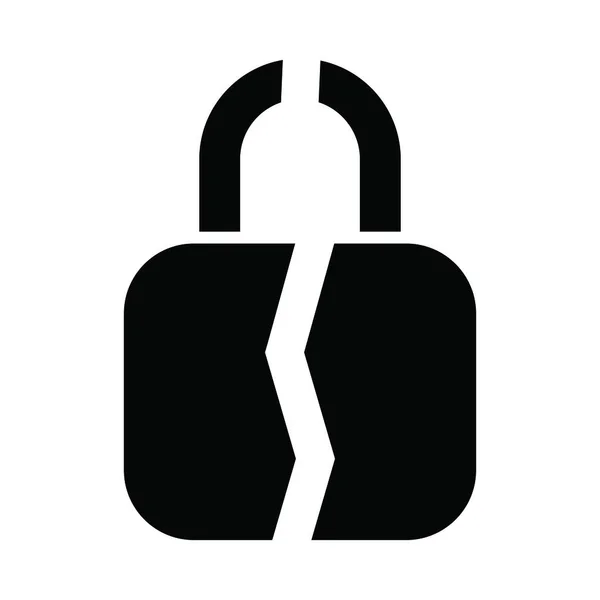 Broken Lock Vector Glyph Icon Personal Commercial Use — Stock Vector