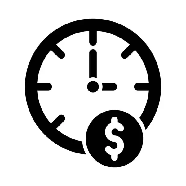Χρόνος Είναι Χρήματα Διάνυσμα Glyph Εικονίδιο Για Προσωπική Και Εμπορική — Διανυσματικό Αρχείο