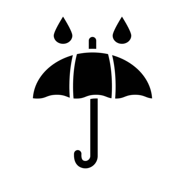 Umbrella Rain Drops Vector Glyph Icon Personal Commercial Use — Stock Vector