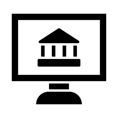 Kişisel ve Ticari Kullanım İçin Çevrimiçi Bankacılık Vektörü Glyph Simgesi