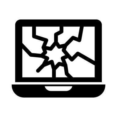 Kişisel ve Ticari Kullanım İçin Kırık Dizüstü Bilgisayar Vektörü Glyph Simgesi