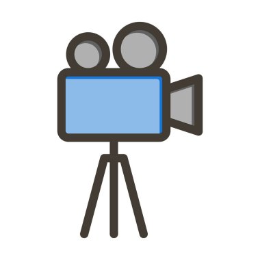 Kişisel ve ticari kullanım için Renk Simgesi Doldurulmuş Video Kamera Vektörü Kalın Çizgisi