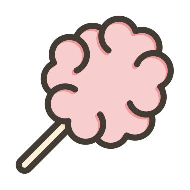 Pamuk Şeker Vektör Kalın Çizgisi Kişisel ve Ticari Kullanım İçin Renk Simgesi Dolduruldu