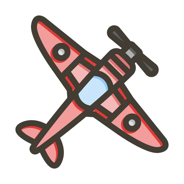 Airplane Vector Thick Line Colors Icon Für Den Persönlichen Und — Stockvektor