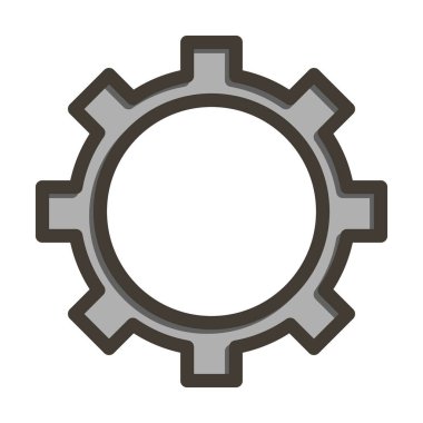 Kişisel ve Ticari Kullanım İçin Renk Simgesi Doldurulmuş Gear Vektör Kalın Çizgisi