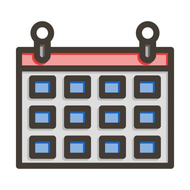 Kişisel ve ticari kullanım için Renk Simgesi Doldurulmuş Takvim Vektörü Kalın Çizgisi