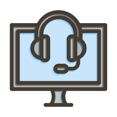 Çevrimiçi Destek Vektörü Kalın Çizgisi Kişisel ve Ticari Kullanım İçin Renk Simgesi Dolduruldu