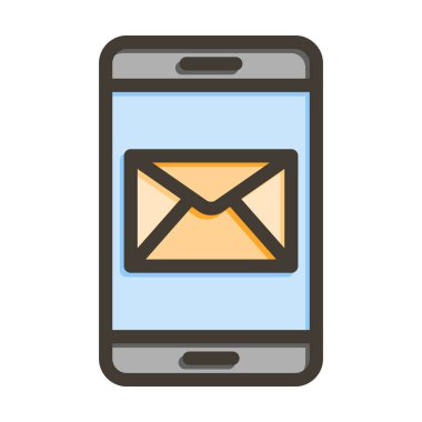 Kişisel ve ticari kullanım için Renk Simgesi Doldurulmuş E- posta Vektörü Kalın Çizgisi