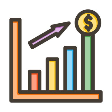 Hisse Yatırım Vektörü Kalın Çizgisi Kişisel ve Ticari Kullanım İçin Renk Simgesi Dolduruldu