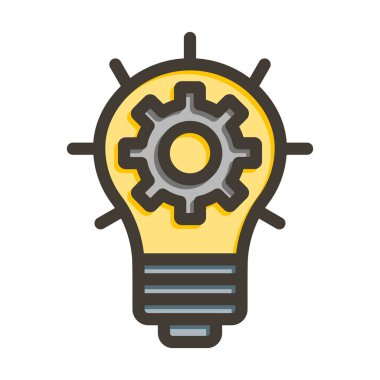 Kişisel ve Ticari Kullanım İçin Renk Simgesi Doldurulmuş Yenilikçi Fikir Vektörü Kalın Çizgisi