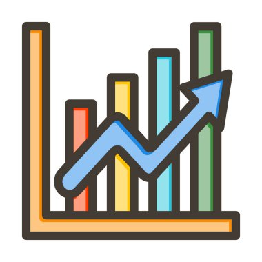 İş Büyüme Kalın Çizgisi Kişisel ve Ticari Kullanım için Renk Simgesi Dolduruldu
