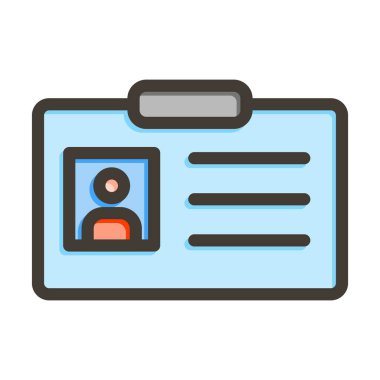 Kişisel ve Ticari Kullanım İçin Renk Simgesi Doldurulmuş Kimlik Kartı Kalın Çizgisi