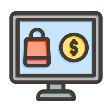 Kişisel ve ticari kullanım için Renk Simgesi Doldurulmuş Vektör Kalın Çizgisi Satın Alma