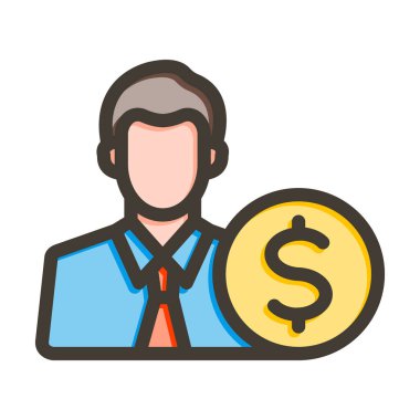 Yatırımcı Vektör Kalın Çizgisi Kişisel ve Ticari Kullanım için Renk Simgesi Dolduruldu