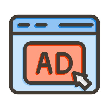 Reklam Vektörü Kalın Çizgisi Kişisel ve Ticari Kullanım için Renk Simgesi Dolduruldu