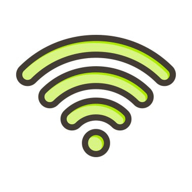 Wifi Vektör Kalın Çizgisi Kişisel ve Ticari Kullanım İçin Renk Simgesi Dolduruldu