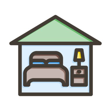 Oda Vektörü Kalın Çizgisi Kişisel ve Ticari Kullanım İçin Renk Simgesi Dolduruldu