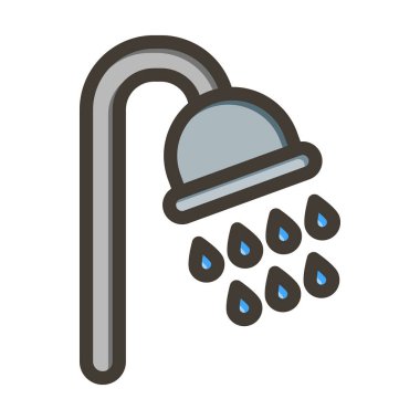 Duş Vektörü Kalın Çizgisi Kişisel ve Ticari Kullanım için Renk Simgesi Dolduruldu