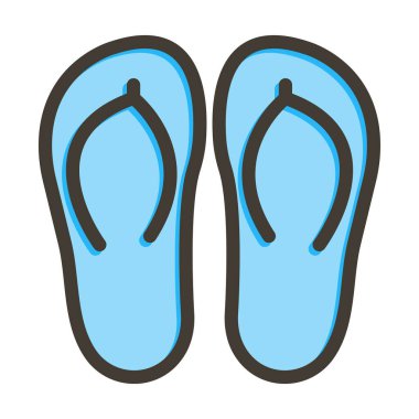 Terlik Vektörü Kalın Çizgisi Kişisel ve Ticari Kullanım İçin Renk Simgesi Dolduruldu