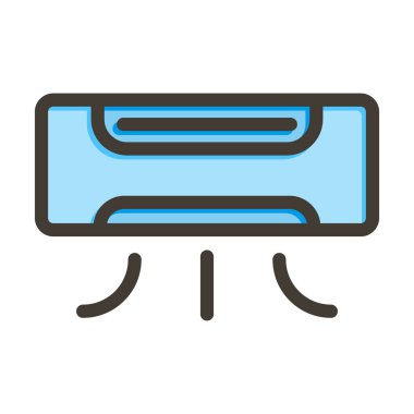 Klima Vektör Kalın Çizgisi Kişisel ve Ticari Kullanım İçin Renk Simgesi Dolduruldu