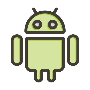Kişisel ve ticari kullanım için Renk Simgesi Doldurulmuş Android Vektör Kalın Çizgisi