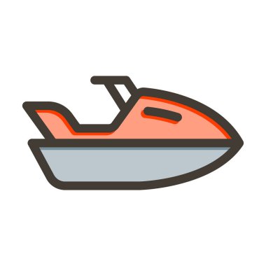 Kişisel ve Ticari Kullanım İçin Renk Simgesi Doldurulmuş Jetski Vektör Kalın Çizgisi