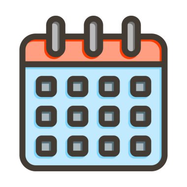 Kişisel ve ticari kullanım için Renk Simgesi Doldurulmuş Takvim Vektörü Kalın Çizgisi