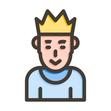 Kings Vektör Kalın Çizgisi Kişisel ve Ticari Kullanım için Renk Simgesi Dolduruldu