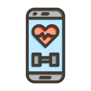 Günlük Sağlık Uygulaması Vektör Çizgisi Kişisel ve Ticari Kullanım İçin Renk Simgesi Dolduruldu