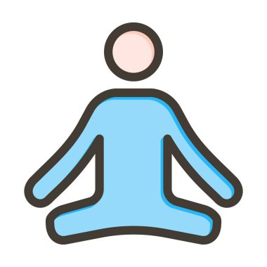 Yoga Vektör Kalın Çizgisi Kişisel ve Ticari Kullanım için Renk Simgesi Dolduruldu