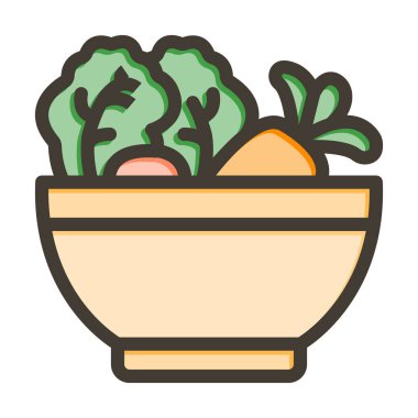 Kişisel ve ticari kullanım için Renk Simgesi Doldurulmuş Salata Vektörü Kalın Çizgisi