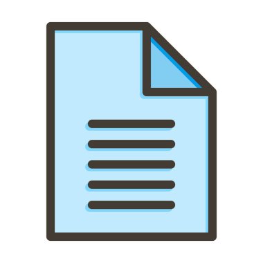 Kişisel ve Ticari Kullanım İçin Renk Simgesi Doldurulmuş Belge Vektörü Kalın Çizgisi