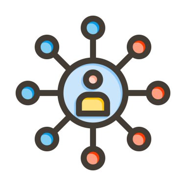 Kişisel ve Ticari Kullanım İçin Renk Simgesi Doldurulmuş Ağ Vektörü Kalın Çizgisi