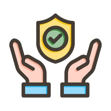 Kişisel ve Ticari Kullanım İçin Renk Simgesi Doldurulmuş Güvenlik Vektörü Kalın Çizgisi