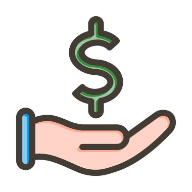 Gelir Vektörü Kalın Çizgisi Kişisel ve Ticari Kullanım için Renk Simgesi Dolduruldu