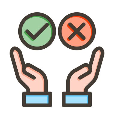 Kişisel ve ticari kullanım için Renk Simgesi Doldurulmuş Vektör Kalın Çizgisi Karar