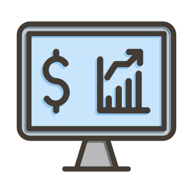 Kişisel ve Ticari Kullanım İçin Renk Simgesi Doldurulmuş Finans Vektörü Kalın Çizgisi