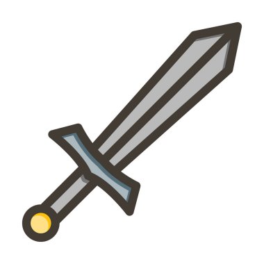 Kılıç Vektörü Kalın Çizgisi Kişisel ve Ticari Kullanım İçin Renk Simgesi Dolduruldu