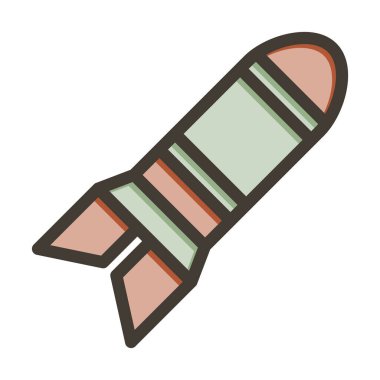 Torpido Vektör Kalın Çizgisi Kişisel ve Ticari Kullanım için Renk Simgesi Dolduruldu