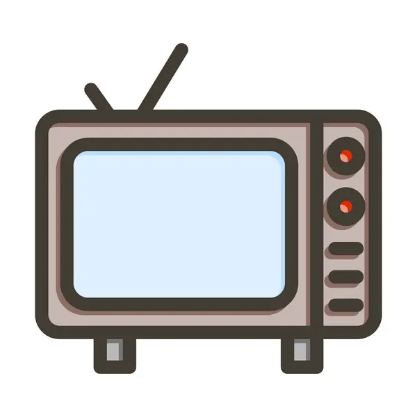 Television Vector Thick Line Colors Icon Für Den Persönlichen Und — Stockvektor