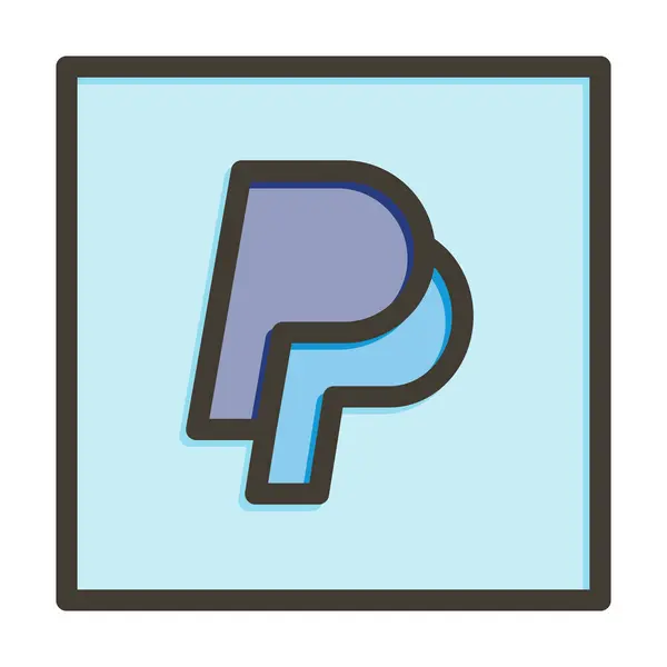 Paypal Vector Gruba Linia Wypełniona Kolorami Ikona Użytku Osobistego Komercyjnego — Wektor stockowy