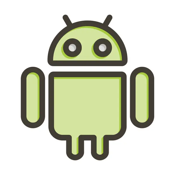 Android Vector Gruba Linia Wypełniona Kolorami Ikona Użytku Osobistego Komercyjnego — Wektor stockowy