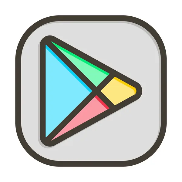 Línea Gruesa Del Vector Playstore Llenó Icono Los Colores Para — Archivo Imágenes Vectoriales